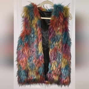 Rainbow Faux Fur Winter Vest